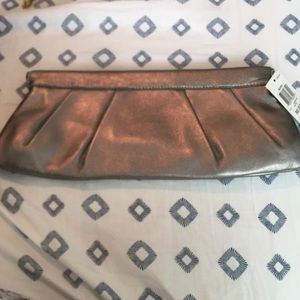 Alfani silver leather clutch